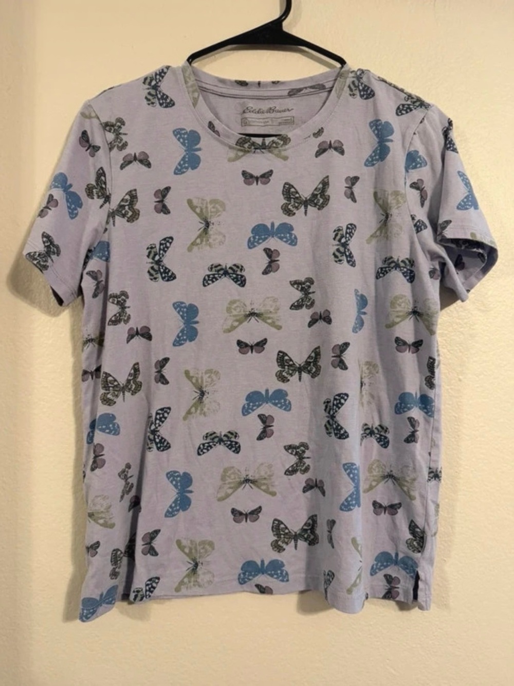 Women’s Eddie Bauer Butterfly floral Print Short Sleeve Tee - Light Lavender L
